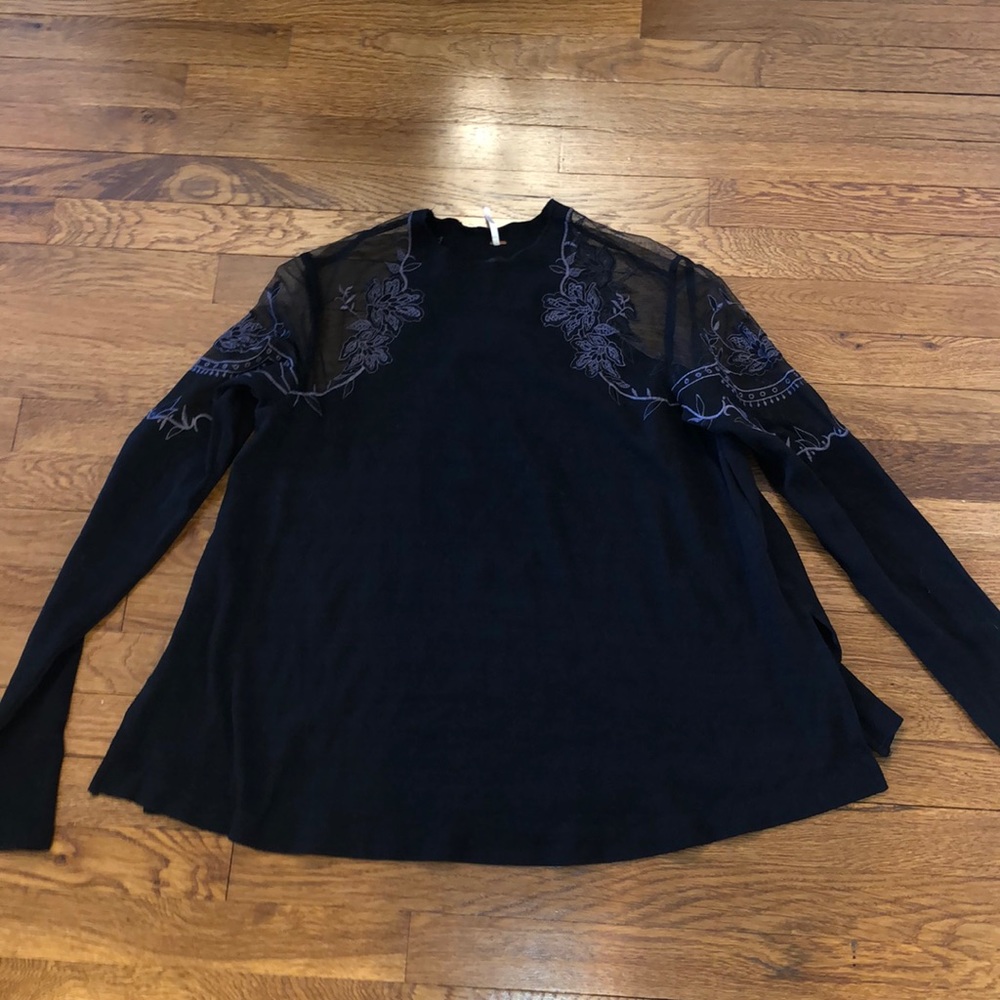 Free People Daniella Embroidered Illusion Top